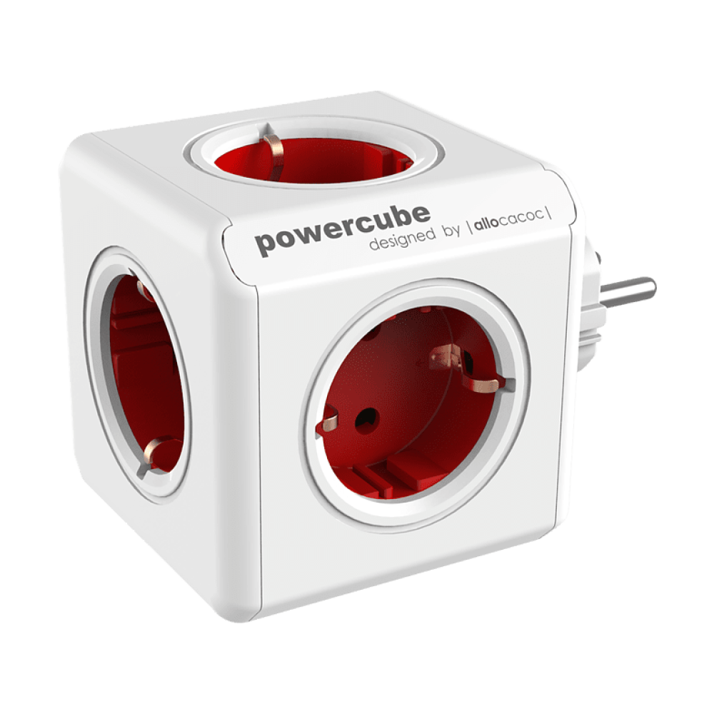 Allocacoc PowerCube Original - Πολύπριζο με 5 Υποδοχές - Red (1100RD/DEORPC)