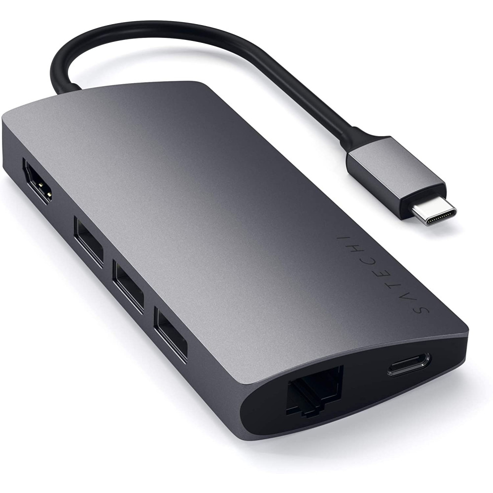 Satechi Type-C USB 4K Multiport Adapter Hub V2 - Mε 1x USB Type-C / 3x USB 3.0 / 1x HDMI / 1x Micro SD / SD / 1x Ethernet - Space Grey (ST-TCMA2M)