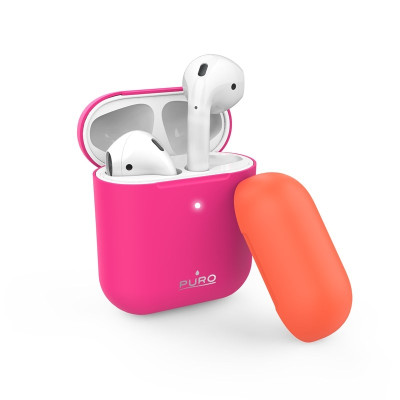 Puro ICON Θήκη Σιλικόνης για Airpods 2nd Gen / 1st Gen - Fluo Fuchsia + Orange Cap (APCASE2FLUOFCS)