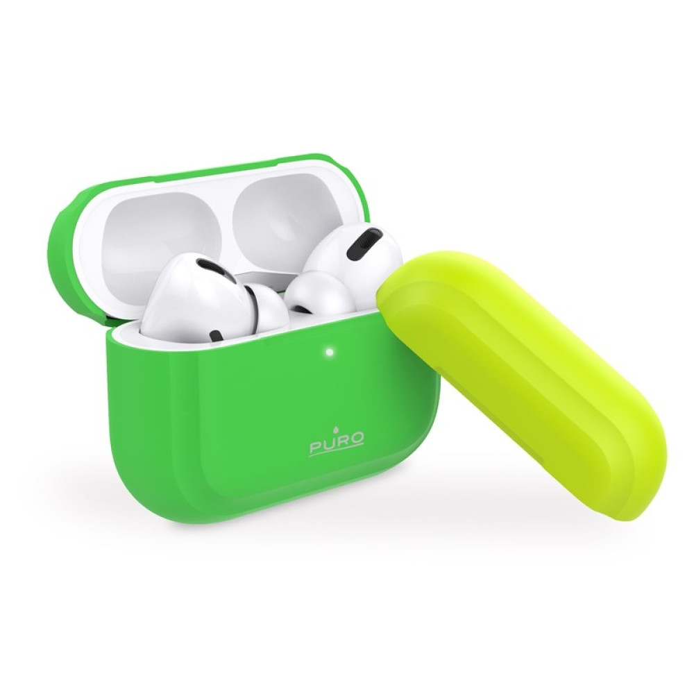 Puro ICON Θήκη Σιλικόνης για Airpods Pro 1st Gen - Fluo Green + Yellow Cap (APPROCASE1FLUOGRN)