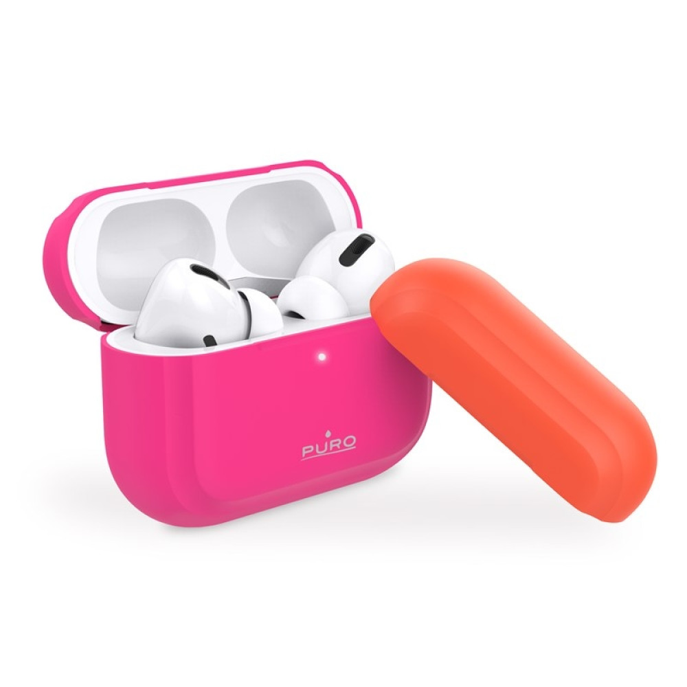Puro ICON Θήκη Σιλικόνης για Airpods Pro 1st Gen - Fluo Fuchsia - Orange Cap (APPROCASE1FLUOFCS)