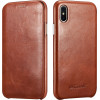 iCarer Vintage Series Curved Edge- Δερμάτινη Θήκη iPhone X / XS - Brown (RIX04a)