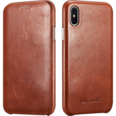 iCarer Vintage Series Curved Edge- Δερμάτινη Θήκη iPhone X / XS - Brown (RIX04a)