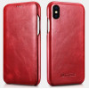 iCarer Vintage Series Curved Edge Folio - Δερμάτινη Θήκη iPhone XS Max - Red (RI902-RD)