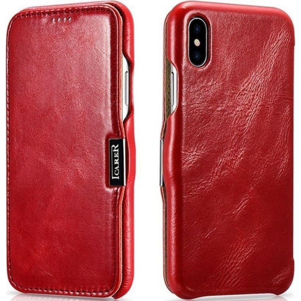iCarer Vintage Series Side-Open Δερμάτινη Θήκη iPhone XS Max - Red (RI904-RD)