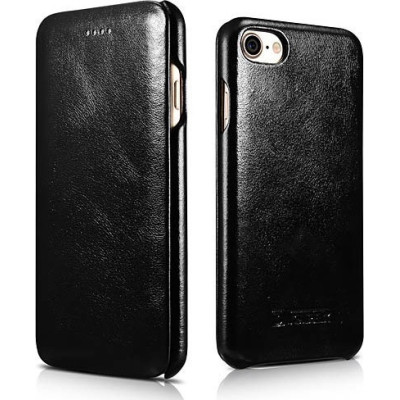iCarer Vintage Series Curved Edge - Δερμάτινη Θήκη Apple iPhone SE 2022 / 2020 / 8 / 7 - Black (RI701)