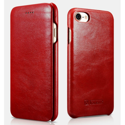 iCarer Vintage Series Curved Edge - Δερμάτινη Θήκη Apple iPhone SE 2022 / 2020 / 8 / 7 - Red (RIP701-RD)