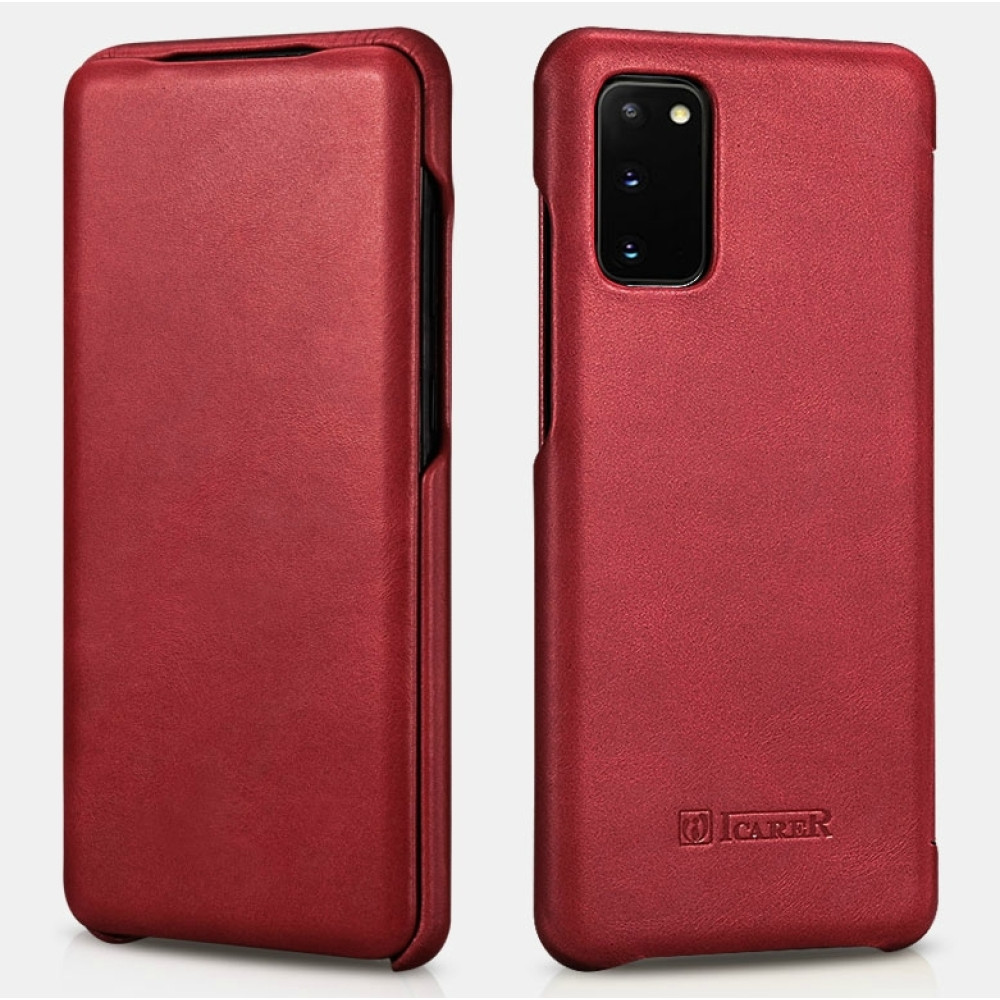 iCarer Vintage Series Curved Edge - Δερμάτινη Θήκη Samsung Galaxy S20 - Red (RS992012-RD)