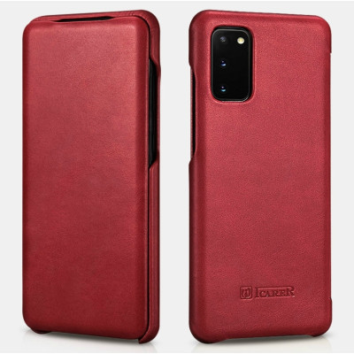 iCarer Vintage Series Curved Edge - Δερμάτινη Θήκη Samsung Galaxy S20 - Red (RS992012-RD)