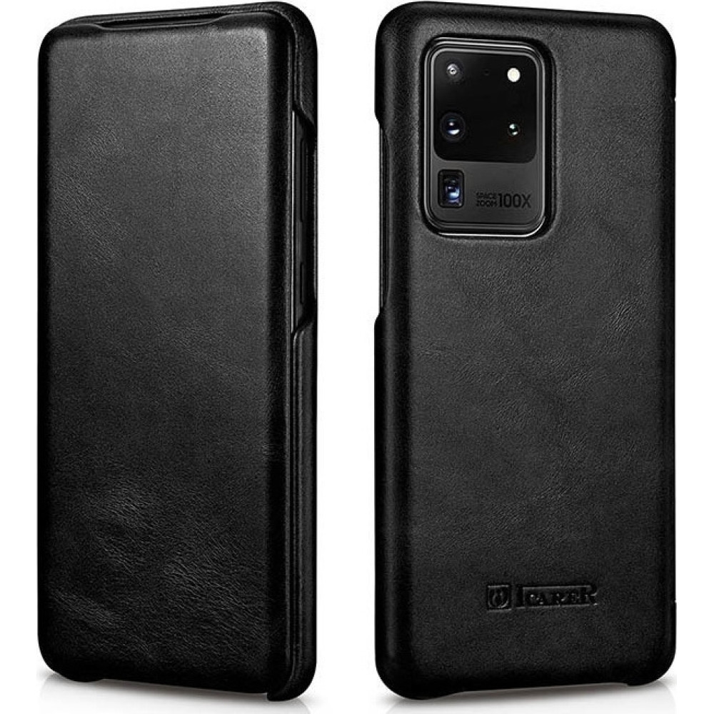 iCarer Vintage Series Curved Edge - Δερμάτινη Θήκη Samsung Galaxy S20 Ultra - Black (RS992008-BK)