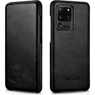 iCarer Vintage Series Curved Edge - Δερμάτινη Θήκη Samsung Galaxy S20 Ultra - Black (RS992008-BK)