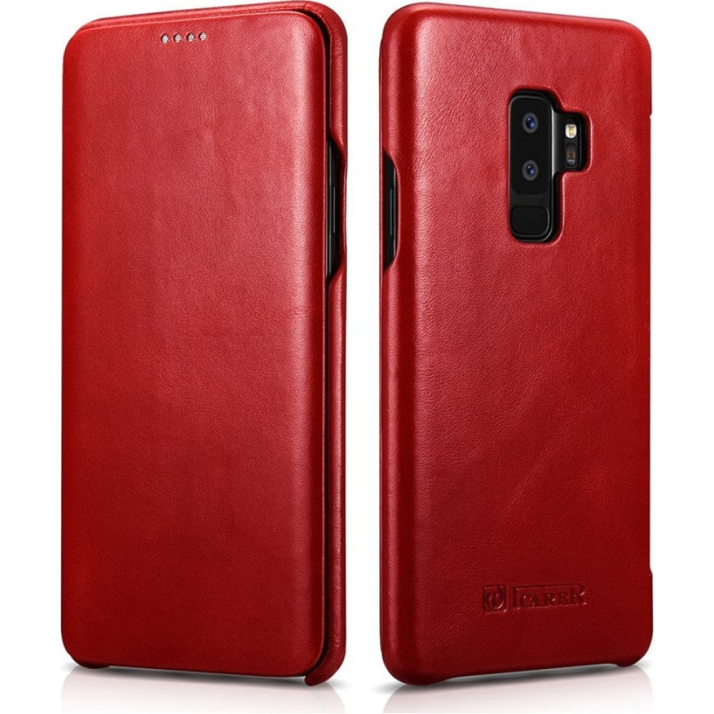 iCarer Vintage Series Curved Edge - Δερμάτινη Θήκη Samsung Galaxy S9 Plus - Red (RS992201-RD)