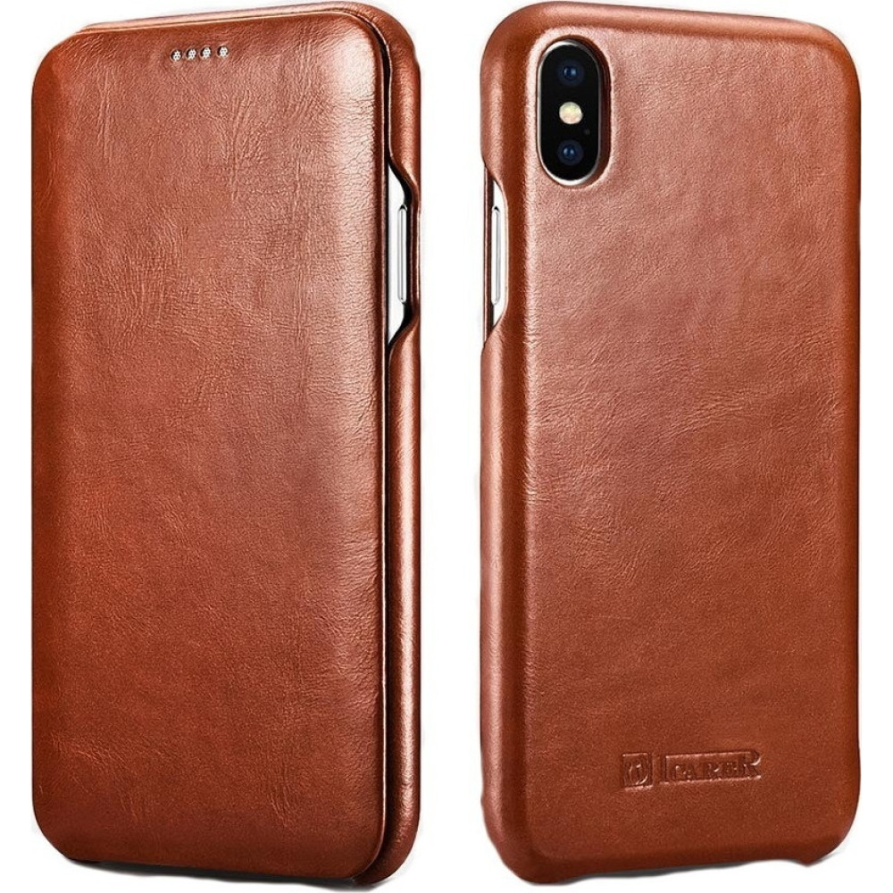 iCarer Vintage Series Curved Edge Folio - Δερμάτινη Θήκη iPhone XS Max - Brown (RI902-BN)