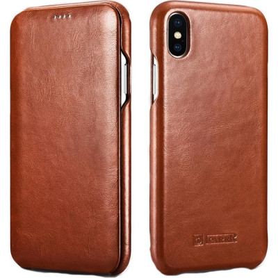 iCarer Vintage Series Curved Edge Folio - Δερμάτινη Θήκη iPhone XS Max - Brown (RI902-BN)
