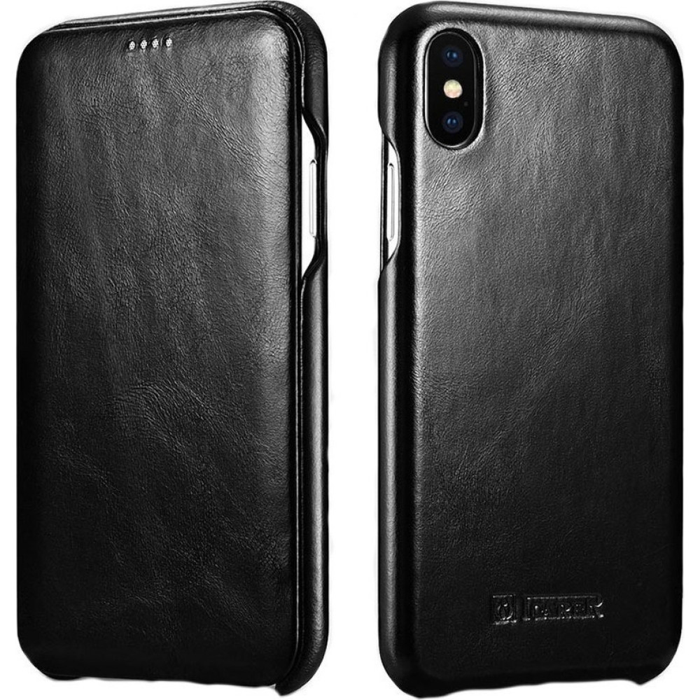 iCarer Vintage Series Curved Edge Folio - Δερμάτινη Θήκη iPhone XS Max - Black (RI902-BΚ)