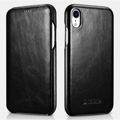 iCarer Vintage Series Curved Edge Folio - Δερμάτινη Θήκη iPhone XR - Black (RI901-BK)