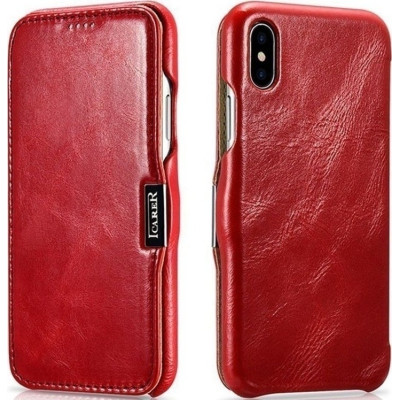 iCarer Vintage Series Side-Open Δερμάτινη Θήκη iPhone XR - Red (RI903-RD)
