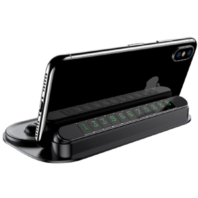 Baseus Silicone Card Bracket With Parking Number Horizon - Βάση Στήριξης Κινητών για Ταμπλό Αυτοκινήτου με Αυτοκόλλητα για Αριθμό Τηλεφώνου - Black (ACNUM-PM01)