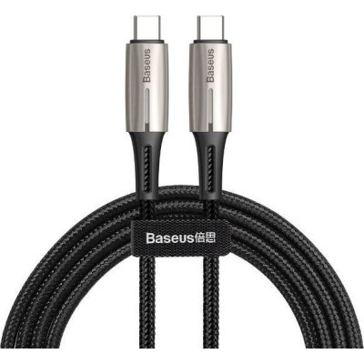 Baseus Water Drop-Shaped Lamp Cable - Καλώδιο Φόρτισης και Μεταφοράς Δεδομένων 60W Type-C σε Type-C - 200cm - Black - 2 Έτη Εγγύηση (CATSD-K01)