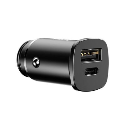 Baseus Square Metal PD - Φορτιστής Αυτοκινήτου - USB / Type-C - 30W - Black (CCALL-AS01)