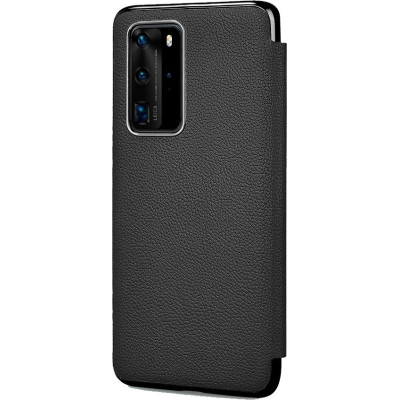iCarer Grained Series Δερμάτινη Smart Flip Θήκη Huawei P40 Pro - Black (XHP40004-BK)