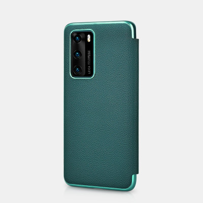 iCarer Grained Series Δερμάτινη Smart Flip Θήκη Huawei P40 - Green (XHP40003-GN)
