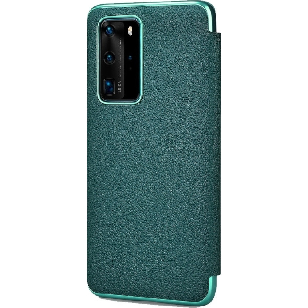 iCarer Grained Series Δερμάτινη Smart Flip Θήκη Huawei P40 Pro - Green (XHP40004-GN)