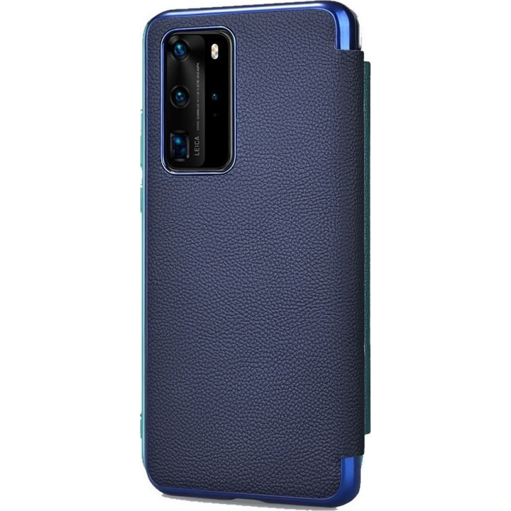 iCarer Grained Series Δερμάτινη Smart Flip Θήκη Huawei P40 Pro - Blue (XHP40004-BU)
