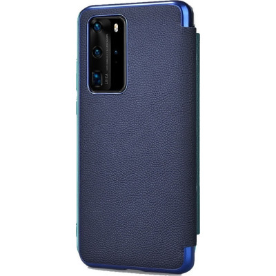 iCarer Grained Series Δερμάτινη Smart Flip Θήκη Huawei P40 Pro - Blue (XHP40004-BU)