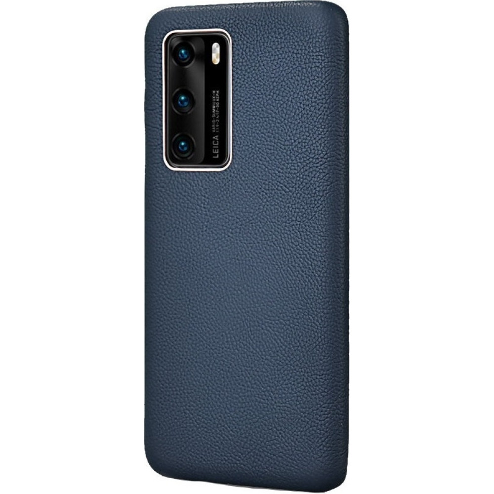 iCarer Grained Series Δερμάτινη Σκληρή Θήκη Huawei P40 - Royal Blue (XHP40005-BU)