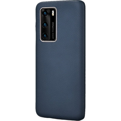 iCarer Grained Series Δερμάτινη Σκληρή Θήκη Huawei P40 - Royal Blue (XHP40005-BU)