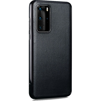 iCarer Grained Series Δερμάτινη Θήκη Huawei P40 Pro - Deep Space Black (XHP40002-BK)