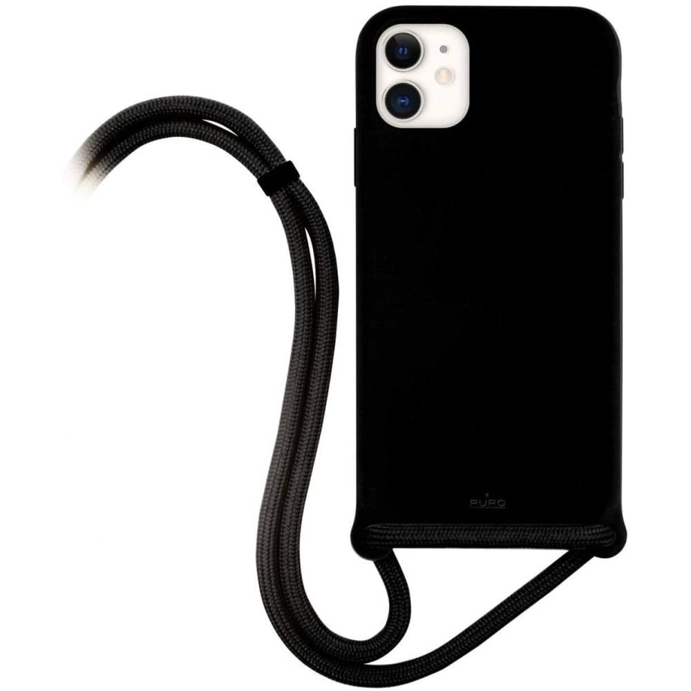 Puro ICON Cross Body Θήκη Σιλικόνης με Λουράκι Λαιμού Apple iPhone 11 - Black (IPCX6119ICONCB-BLK)