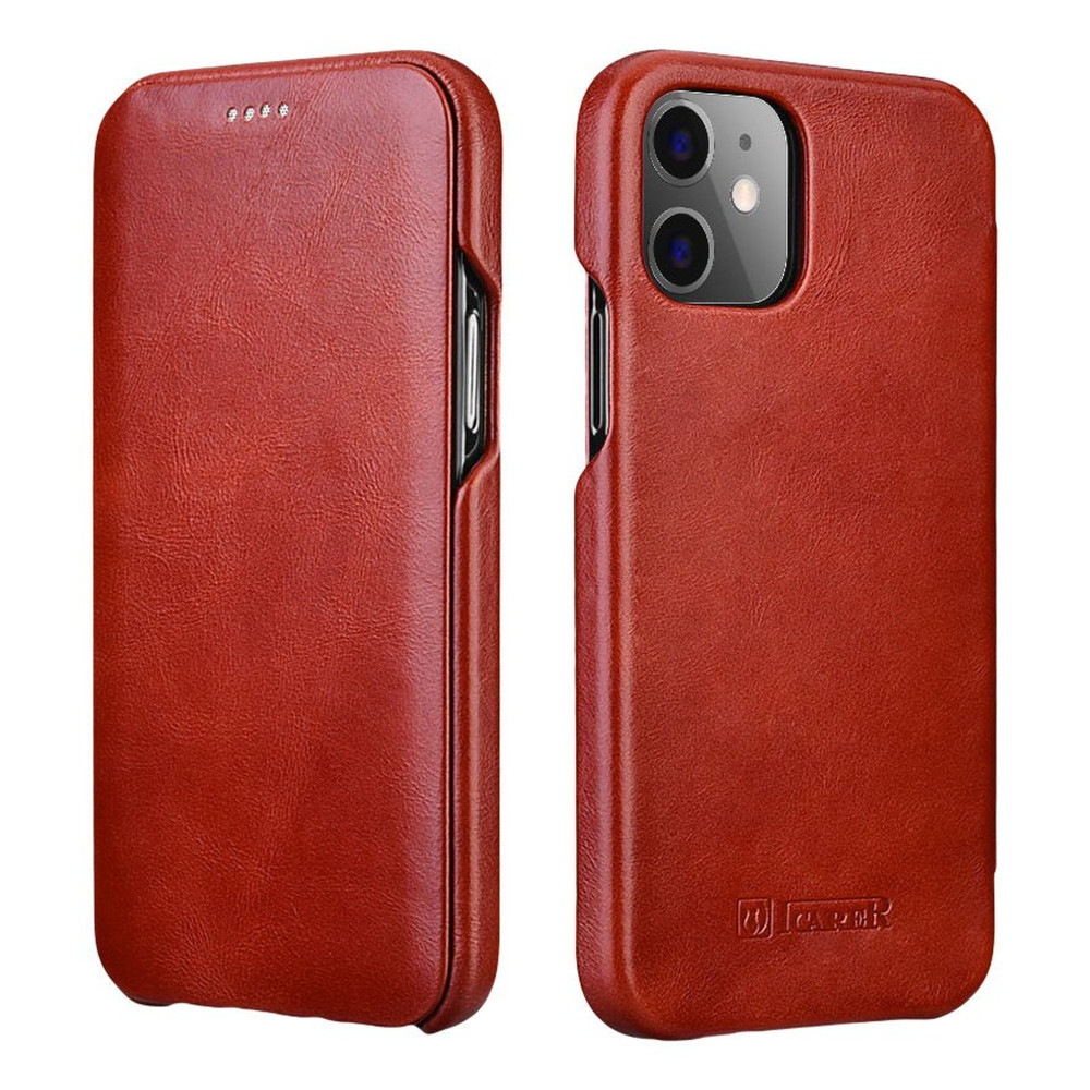 iCarer Vintage Series Curved Edge - Δερμάτινη Θήκη Apple iPhone 12 mini - Red (RIX1203-RD)