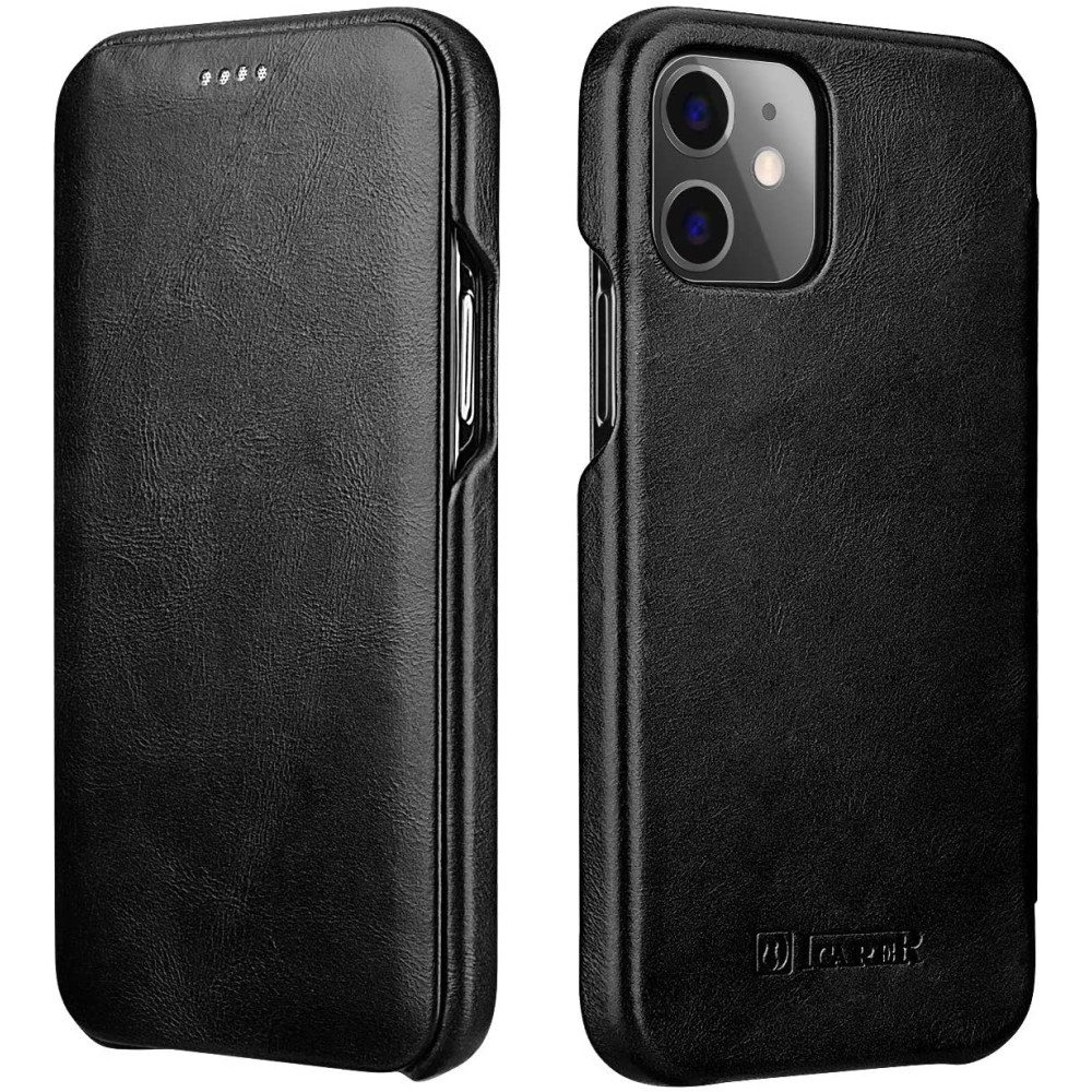 iCarer Vintage Series Curved Edge - Δερμάτινη Θήκη Apple iPhone 12 mini - Black (RIX1203-BK)