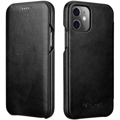 iCarer Vintage Series Curved Edge - Δερμάτινη Θήκη Apple iPhone 12 mini - Black (RIX1203-BK)