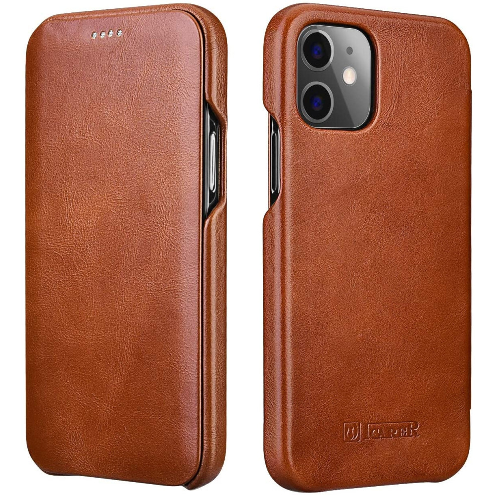 iCarer Vintage Series Curved Edge - Δερμάτινη Θήκη Apple iPhone 12 mini - Brown (RIX1203-BN)