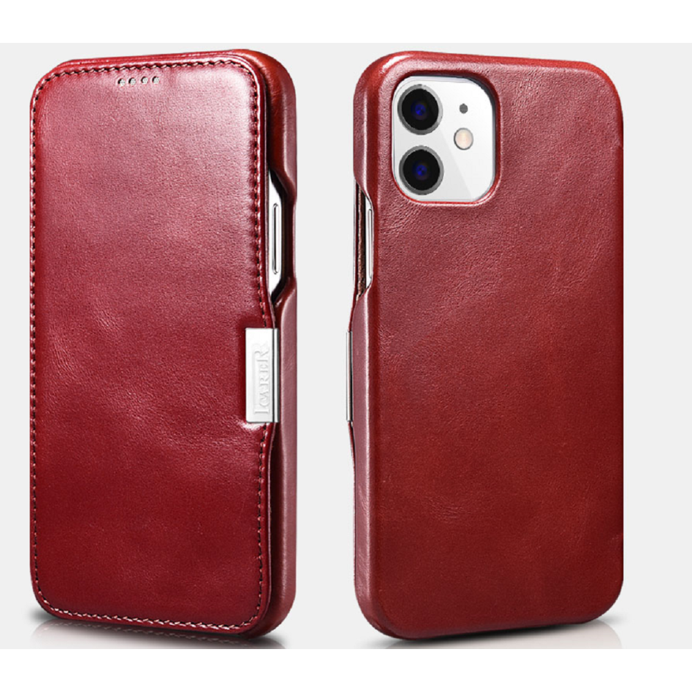iCarer Vintage Series Side-Open Δερμάτινη Θήκη Apple iPhone 12 mini - Red (RIX1209-RD)