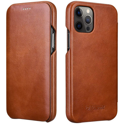 iCarer Vintage Series Curved Edge - Δερμάτινη Θήκη Apple iPhone 12 / 12 Pro - Brown (RIX1201-BN)