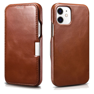 iCarer Vintage Series Side-Open Δερμάτινη Θήκη Apple iPhone 12 / 12 Pro - Brown (RIX1210-BN)