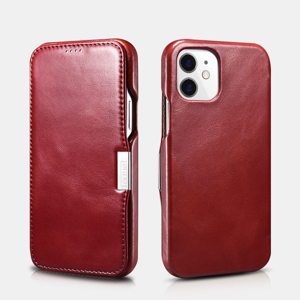 iCarer Vintage Series Side-Open Δερμάτινη Θήκη Apple iPhone 12 / 12 Pro - Red (RIX1210-RD)