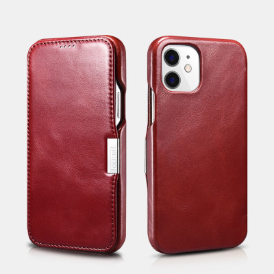 iCarer Vintage Series Side-Open Δερμάτινη Θήκη Apple iPhone 12 / 12 Pro - Red (RIX1210-RD)