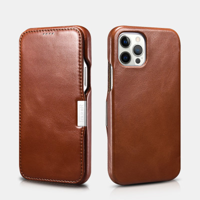 iCarer Vintage Series Side-Open Δερμάτινη Θήκη Apple iPhone 12 Pro Max - Brown (RIX1211-BN)
