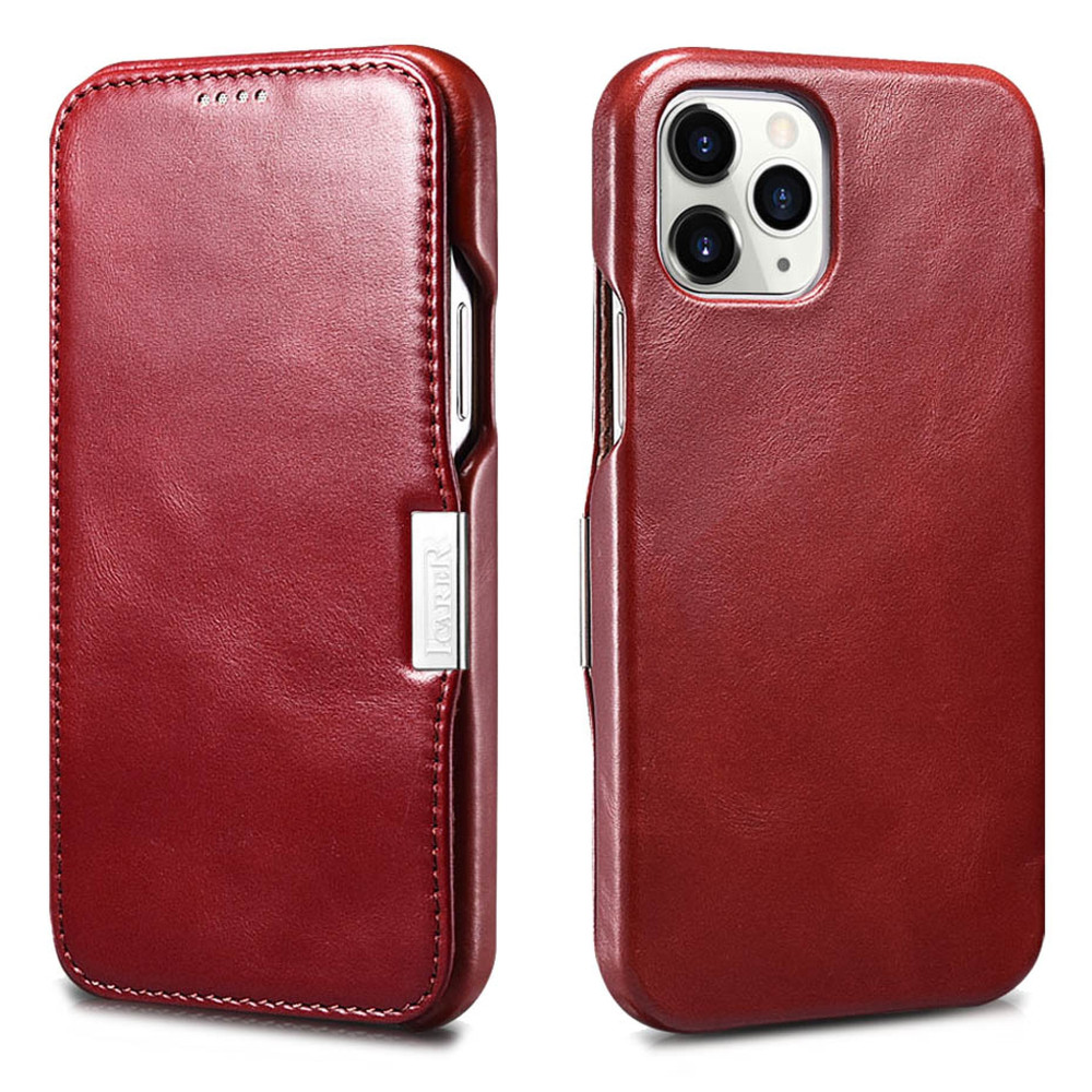 iCarer Vintage Series Side-Open Δερμάτινη Θήκη Apple iPhone 12 Pro Max - Red (RIX1211-RD)