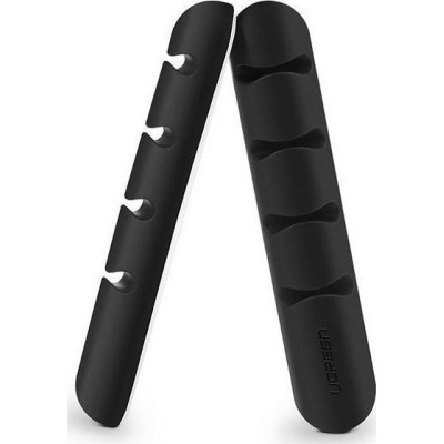 Ugreen Cable Organizer - Αυτοκόλλητο Κλιπ Οργάνωσης Καλωδίων 4 Θέσεων - 2 Τεμάχια - Black (30762)