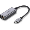 Ugreen Αντάπτορας Type-C σε Καλώδιο Ethernet Gigabit RJ45 έως 1000Mbps - 10cm - Space Gray (50737)