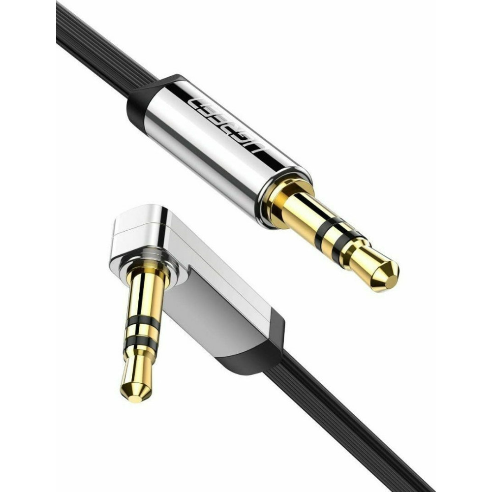 Ugreen Flat Καλώδιο Ήχου Aux Audio - 3.5mm Jack (male) σε 3.5mm Jack Ορθή Γωνία (male) 300cm - Black (10728)