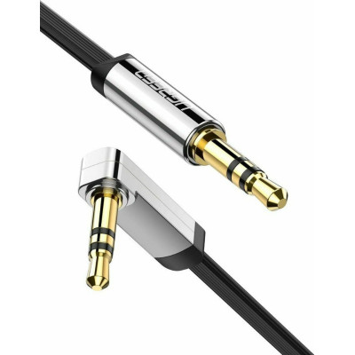 Ugreen Flat Καλώδιο Ήχου Aux Audio - 3.5mm Jack (male) σε 3.5mm Jack Ορθή Γωνία (male) 300cm - Black (10728)