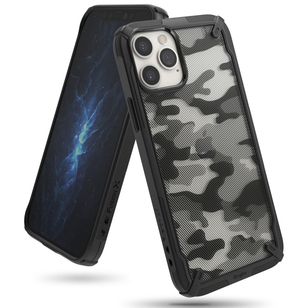 Ringke Fusion-X Θήκη Apple iPhone 12 / 12 Pro - Camo Black (75217)