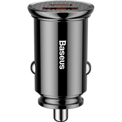 Βaseus Circular Car Charger PD - Φορτιστής Αυτοκινήτου - USB / Type-C - 30W - Black (CCALL-YS01)